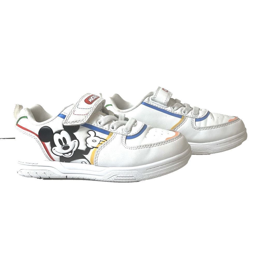 Diney Mickey Mouse White Sneaker Little Kids Size 1 Low Top Snap/Slip On Shoes